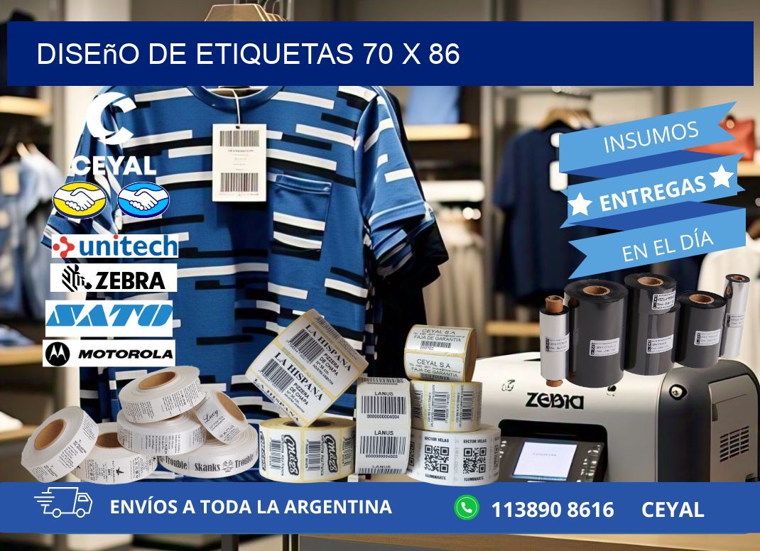 Diseño de etiquetas 70 x 86