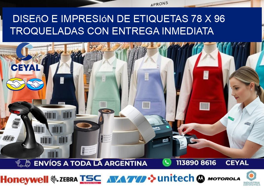 Diseño e impresión de etiquetas 78 x 96 troqueladas con entrega inmediata