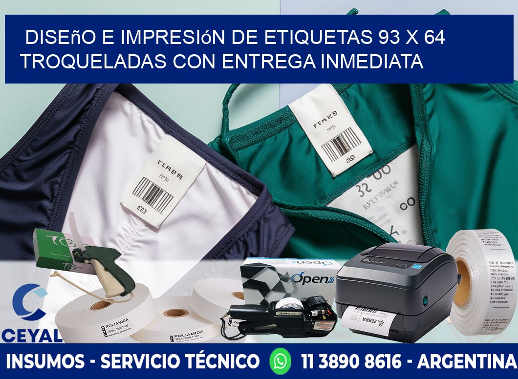 Diseño e impresión de etiquetas 93 x 64 troqueladas con entrega inmediata