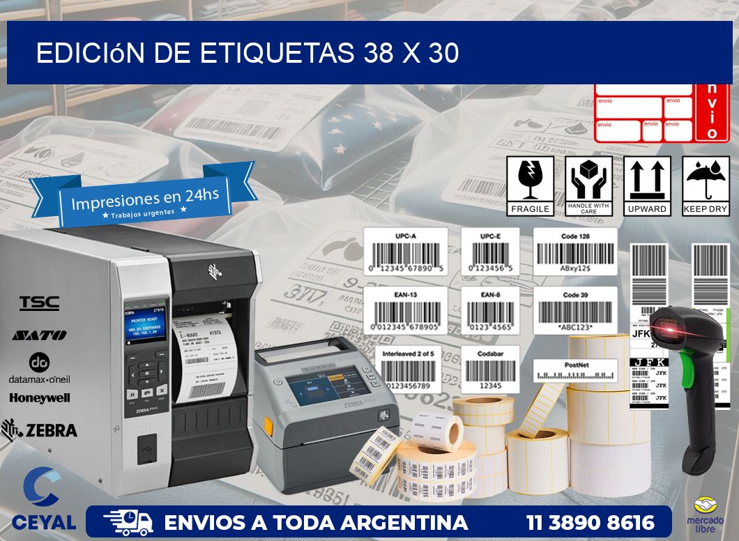 Edición de etiquetas 38 x 30