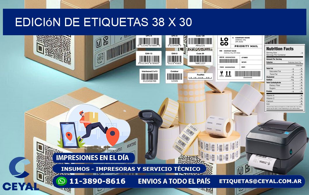 Edición de etiquetas 38 x 30