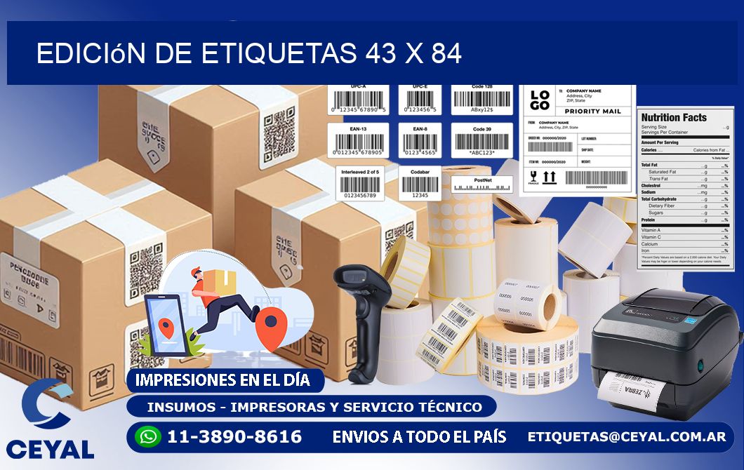 Edición de etiquetas 43 x 84