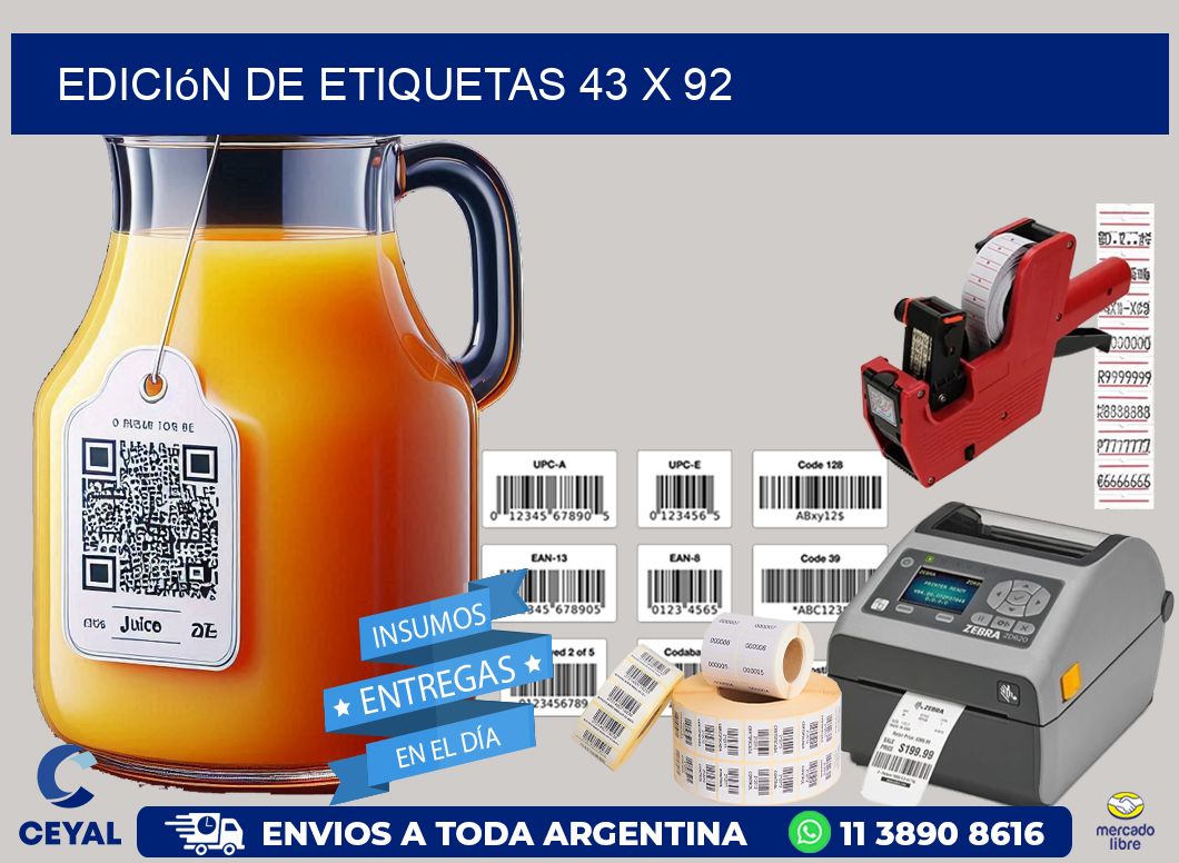 Edición de etiquetas 43 x 92