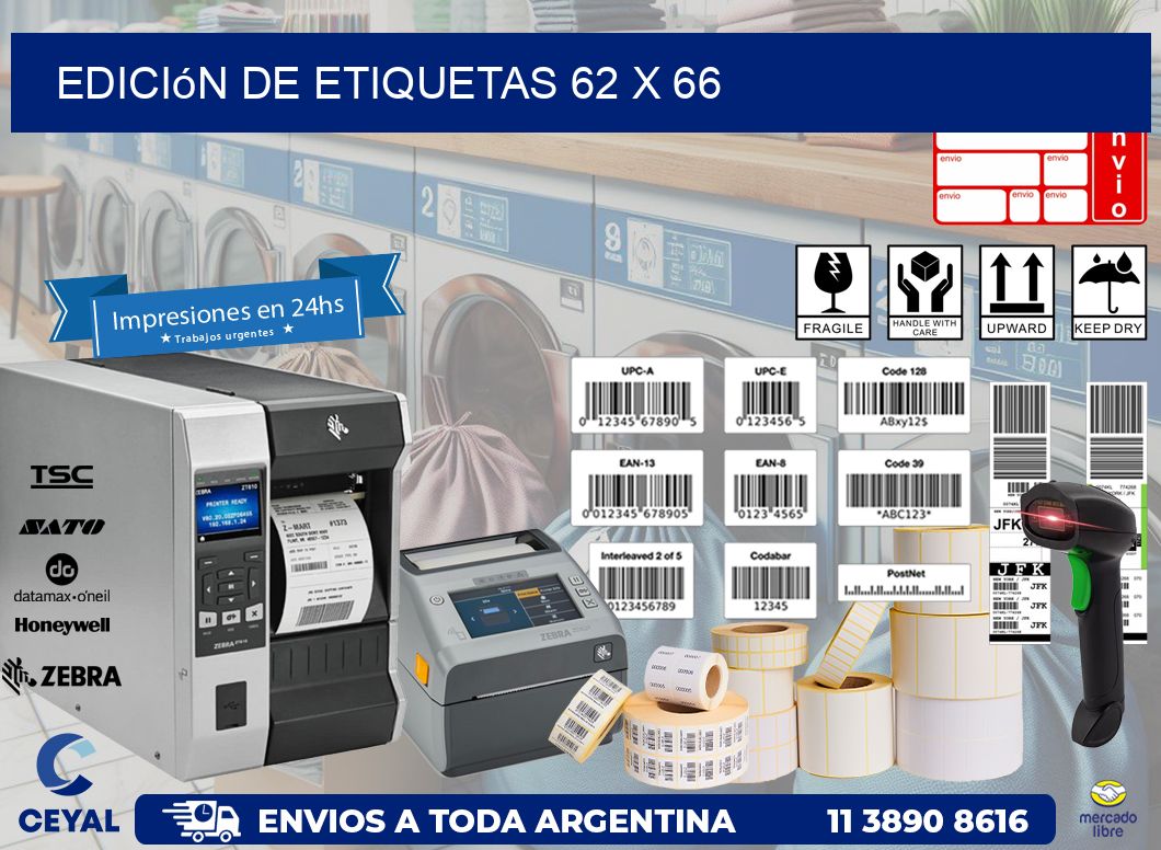 Edición de etiquetas 62 x 66