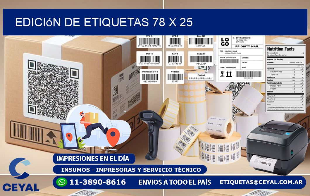 Edición de etiquetas 78 x 25