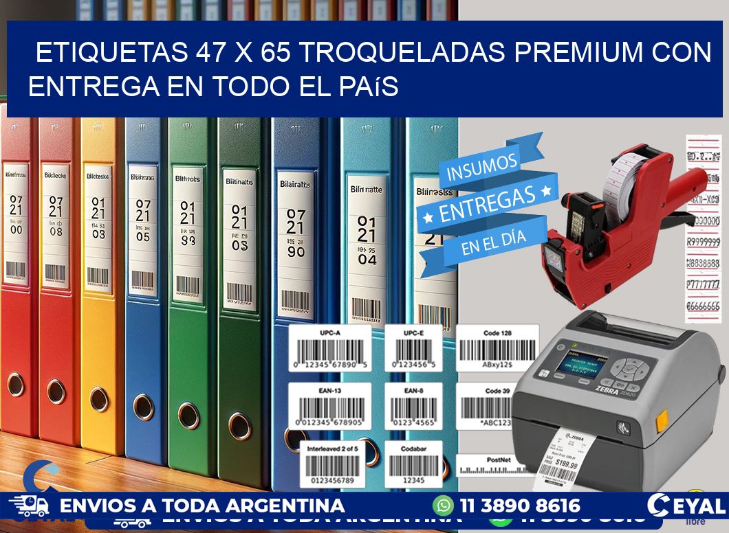 Etiquetas 47 x 65 troqueladas premium con entrega en todo el país