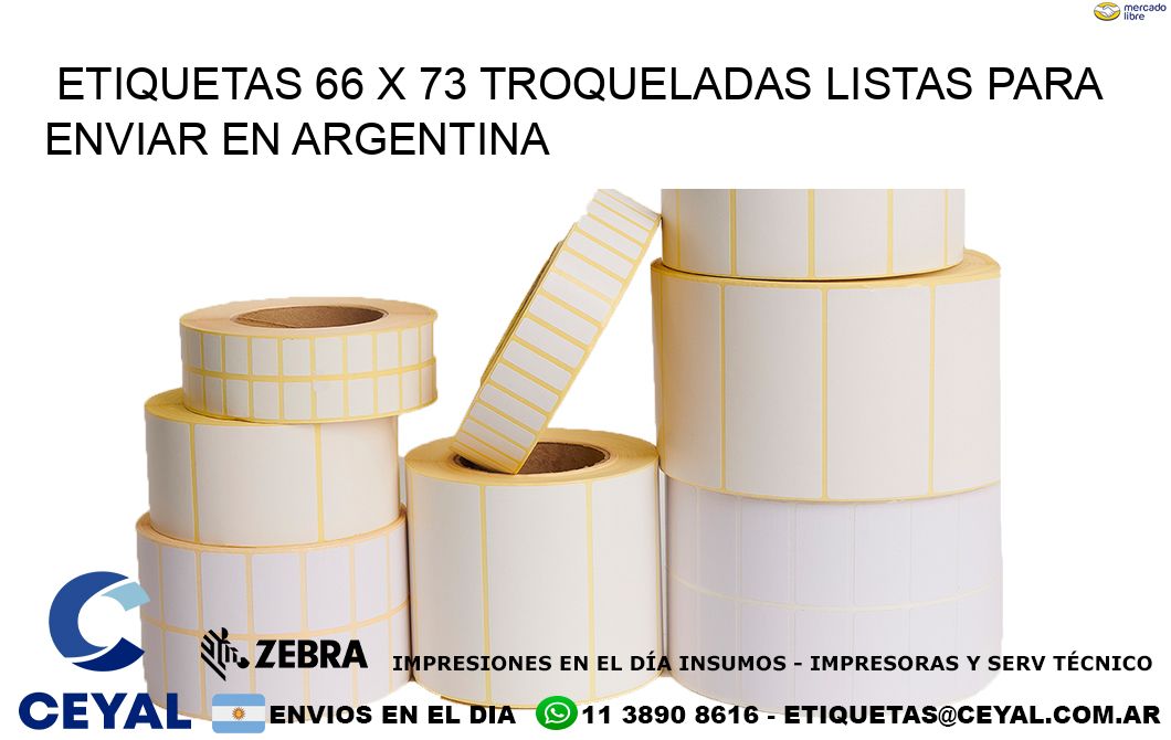 Etiquetas 66 x 73 troqueladas listas para enviar en Argentina