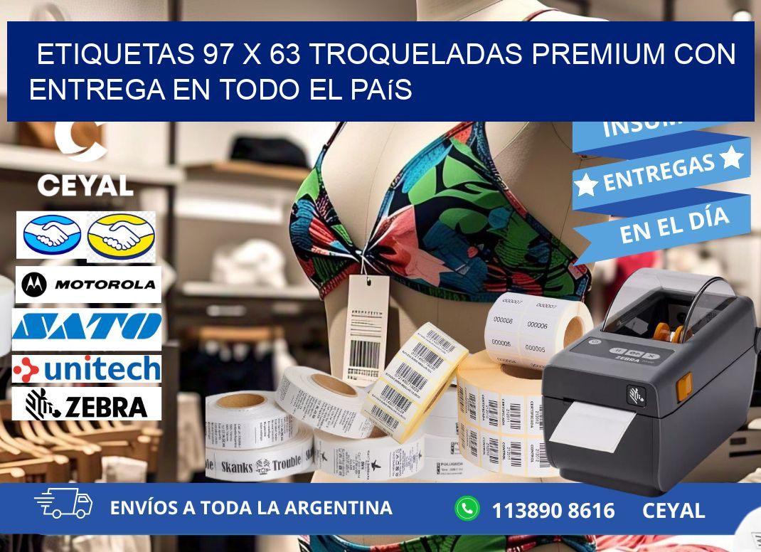 Etiquetas 97 x 63 troqueladas premium con entrega en todo el país