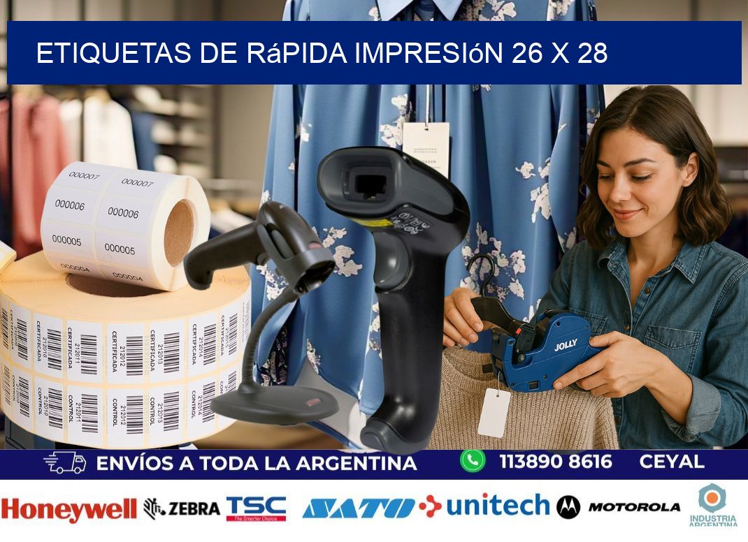 Etiquetas de rápida impresión 26 x 28