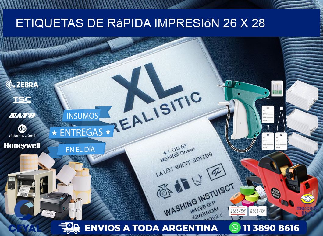 Etiquetas de rápida impresión 26 x 28