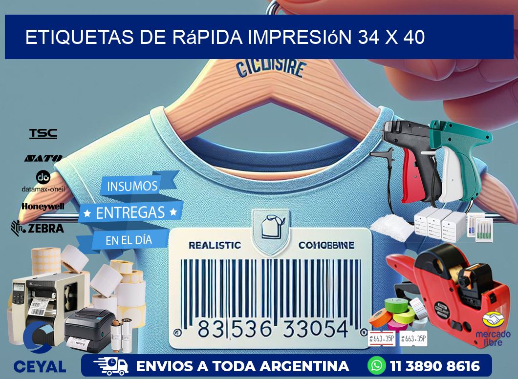 Etiquetas de rápida impresión 34 x 40