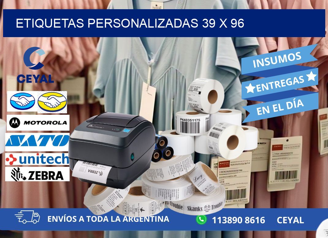 Etiquetas personalizadas 39 x 96