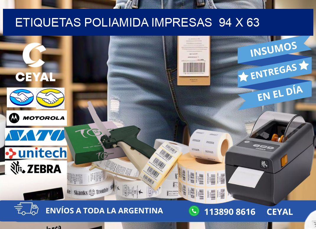Etiquetas poliamida impresas  94 x 63