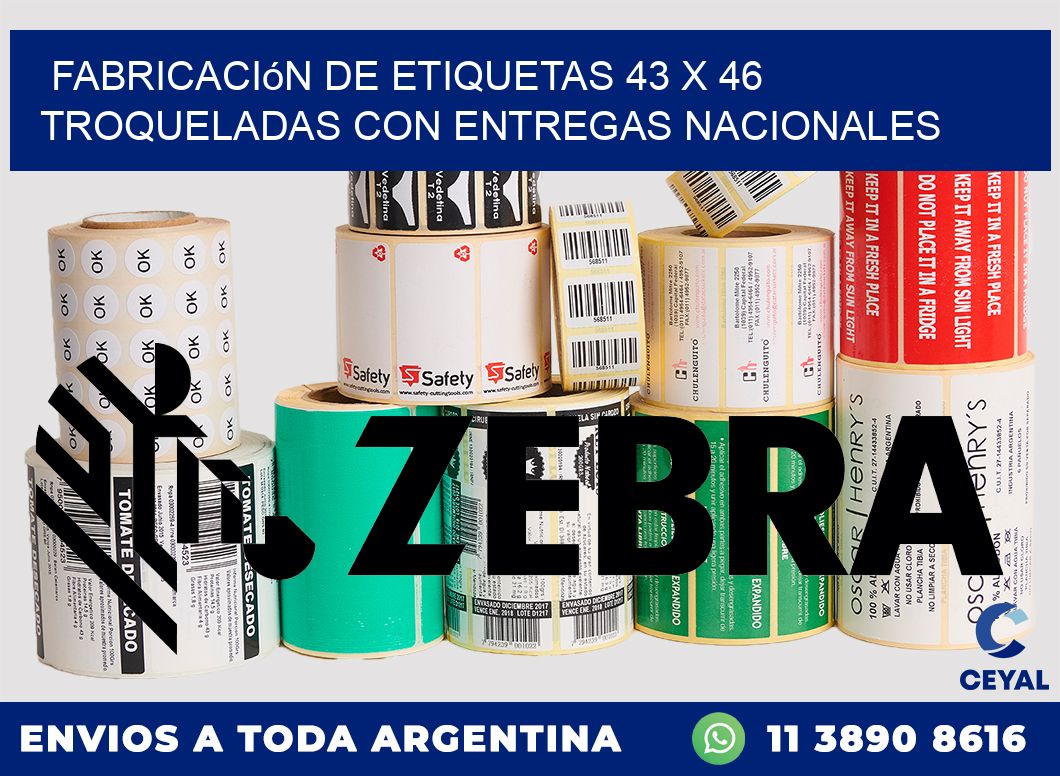 Fabricación de etiquetas 43 x 46 troqueladas con entregas nacionales