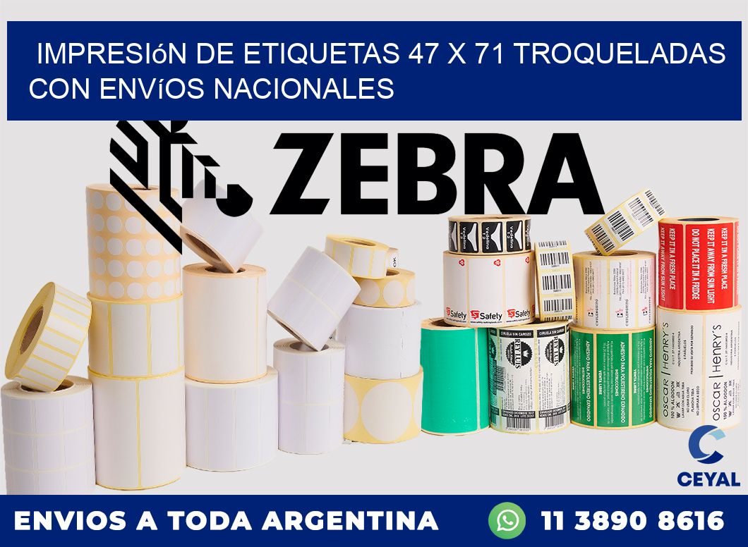 Impresión de etiquetas 47 x 71 troqueladas con envíos nacionales
