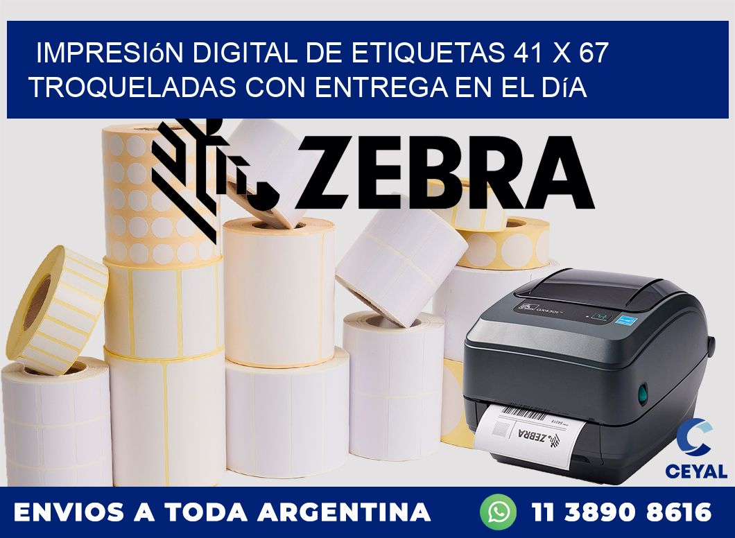 Impresión digital de etiquetas 41 x 67 troqueladas con entrega en el día
