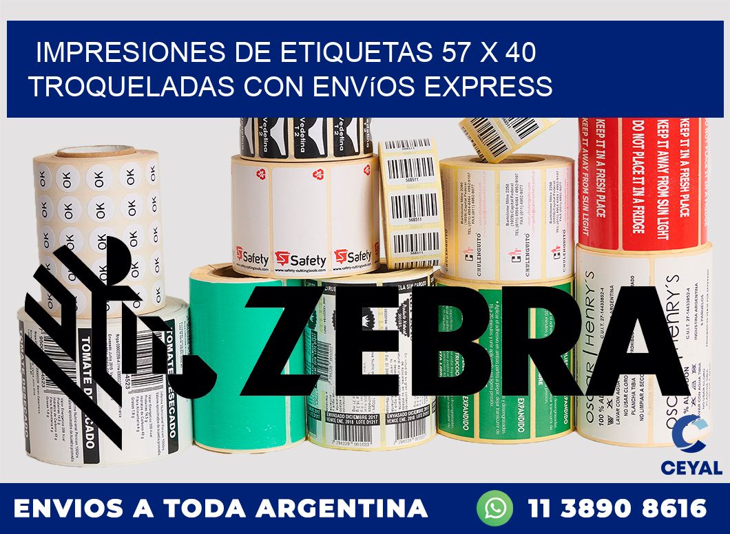 Impresiones de etiquetas 57 x 40 troqueladas con envíos express