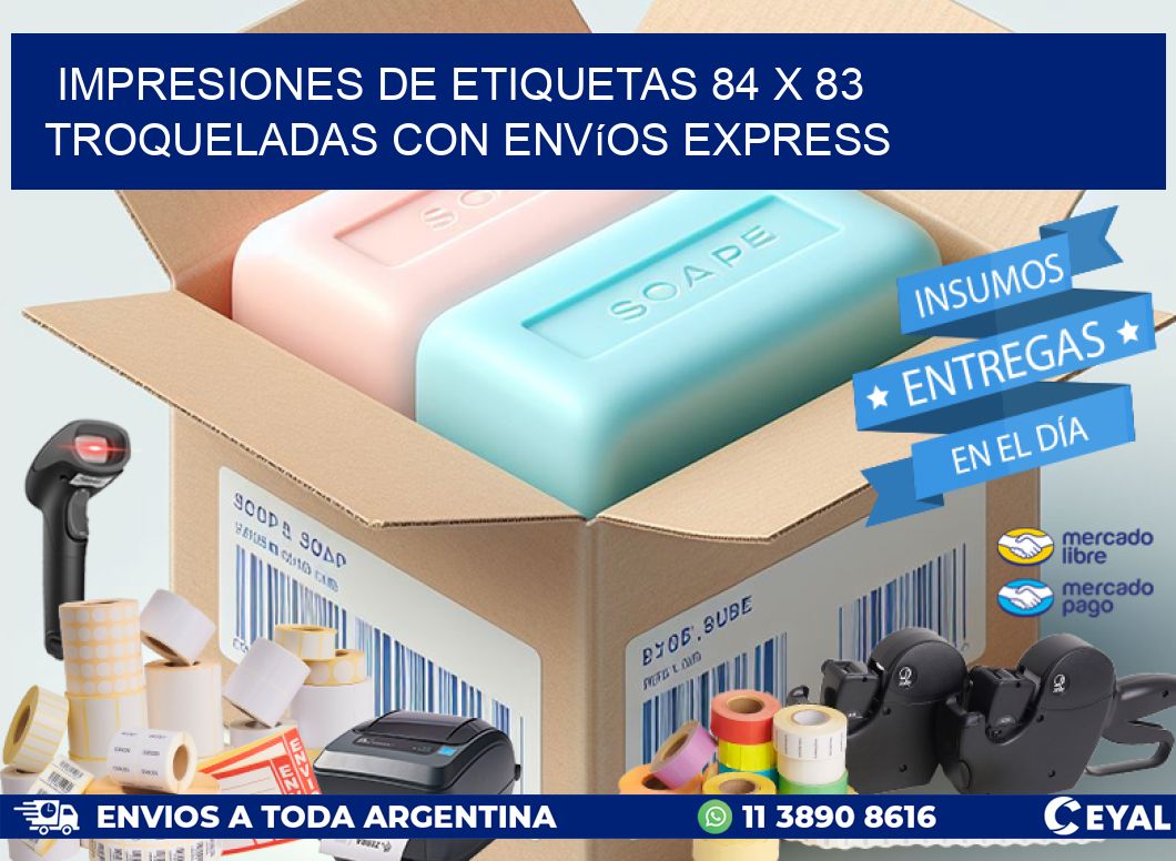 Impresiones de etiquetas 84 x 83 troqueladas con envíos express