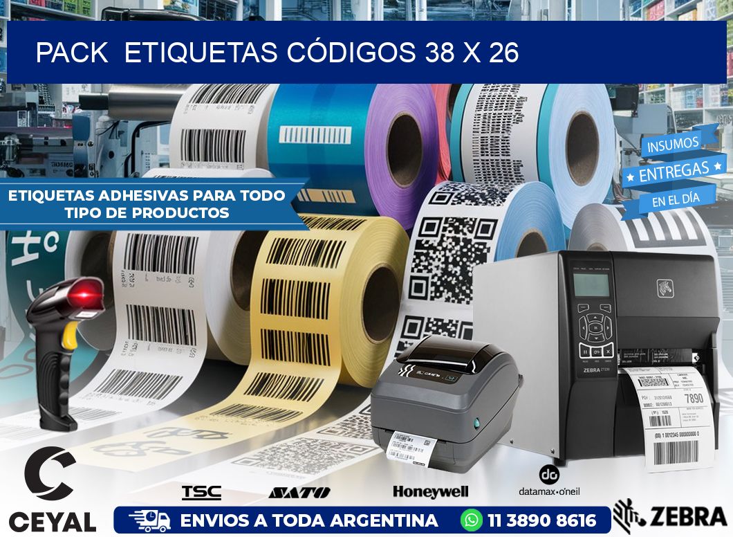 Pack  ETIQUETAS CÓDIGOS 38 x 26