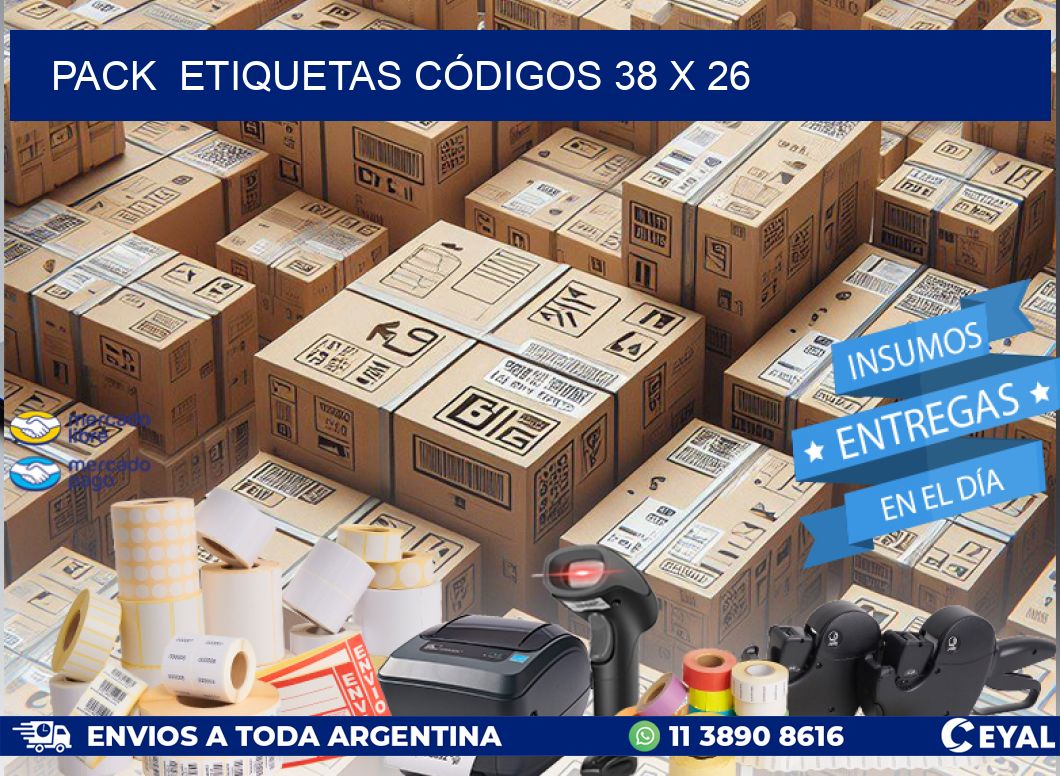 Pack  ETIQUETAS CÓDIGOS 38 x 26