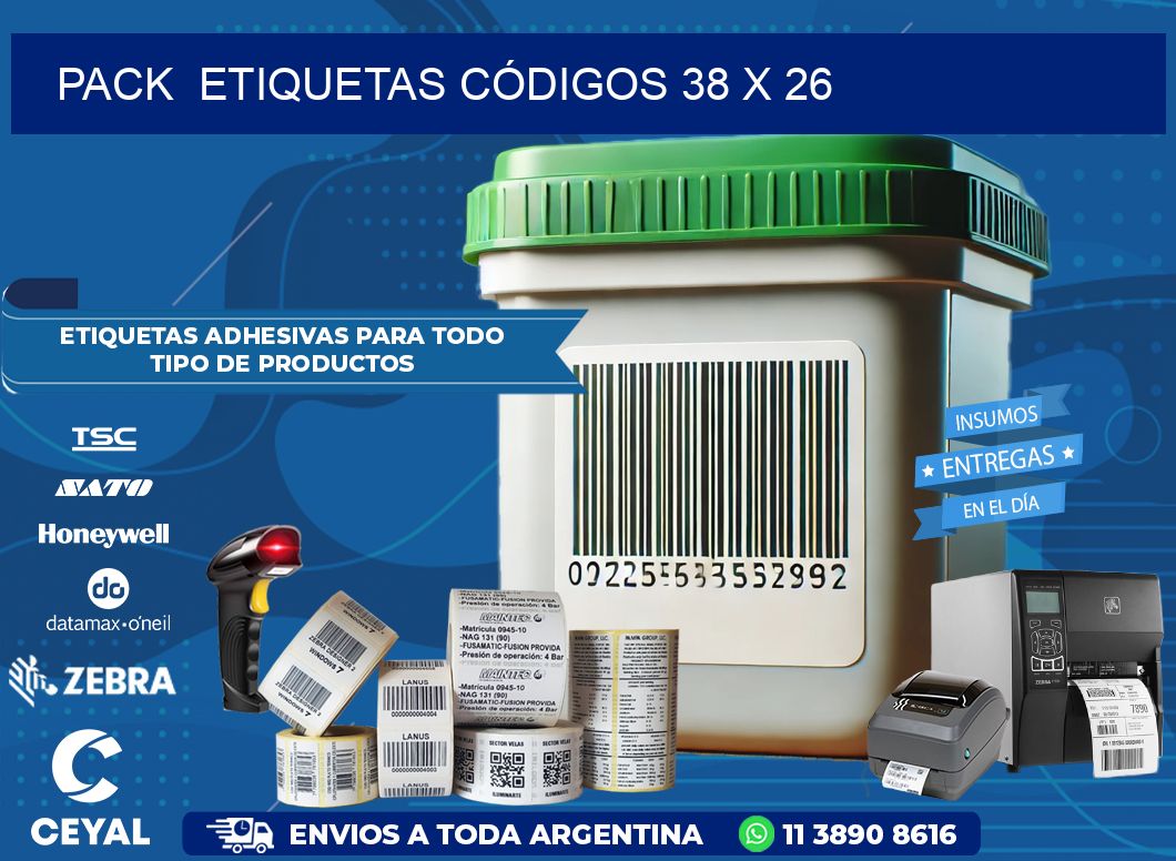 Pack  ETIQUETAS CÓDIGOS 38 x 26