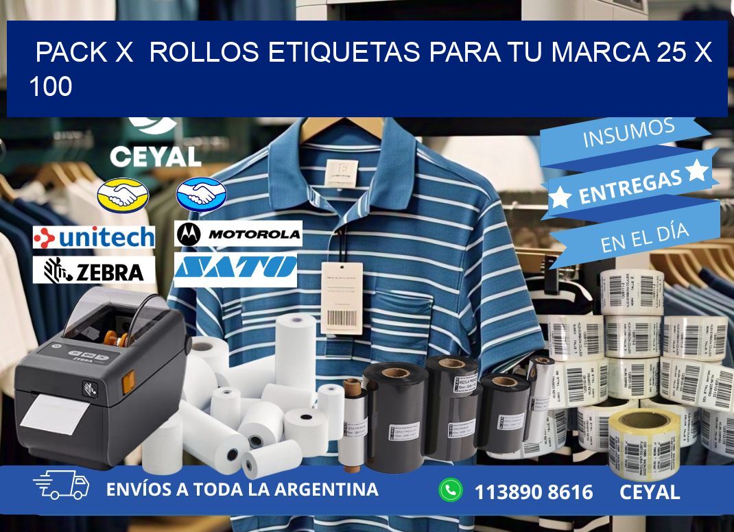 Pack X  Rollos Etiquetas para tu marca 25 x 100