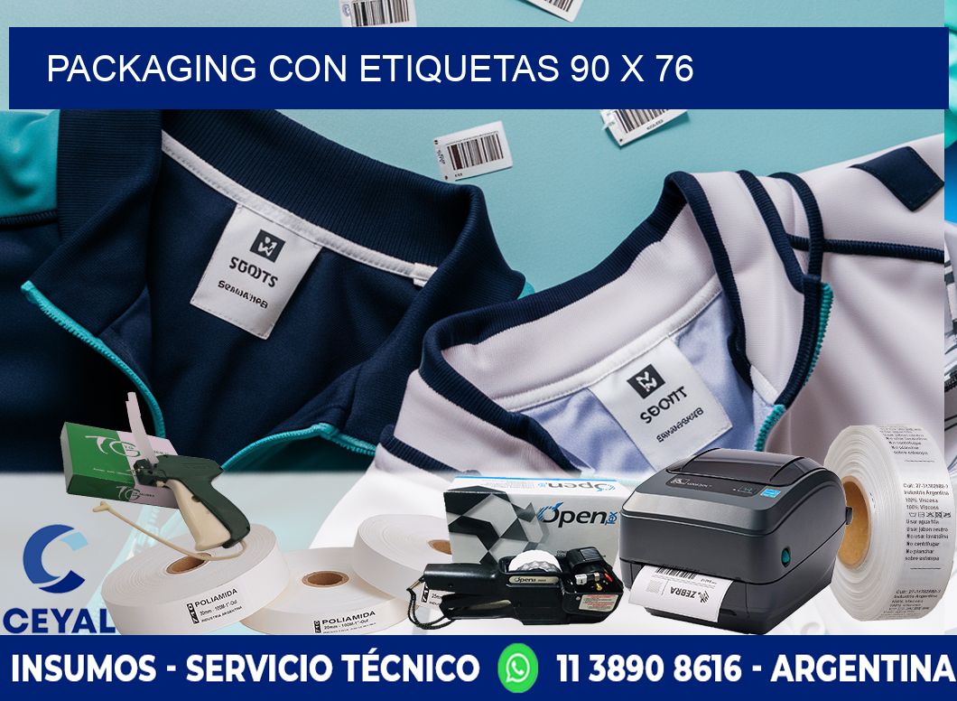 Packaging con etiquetas 90 x 76