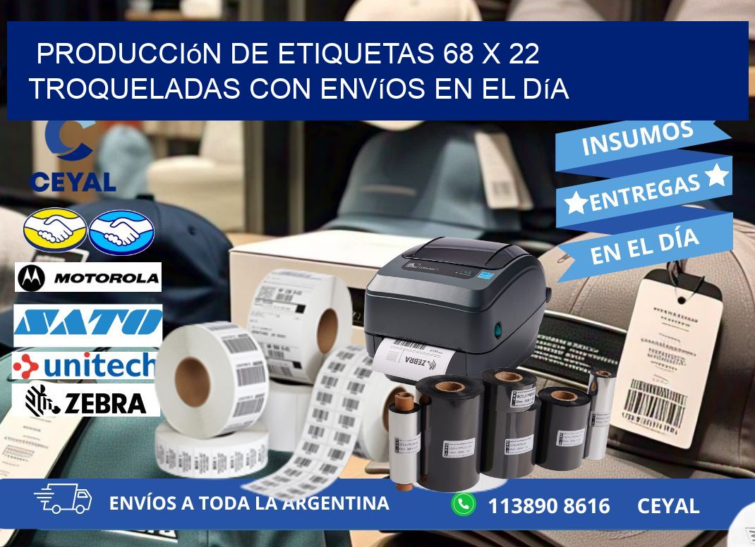 Producción de etiquetas 68 x 22 troqueladas con envíos en el día
