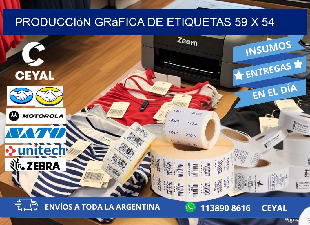 Producción gráfica de etiquetas 59 x 54