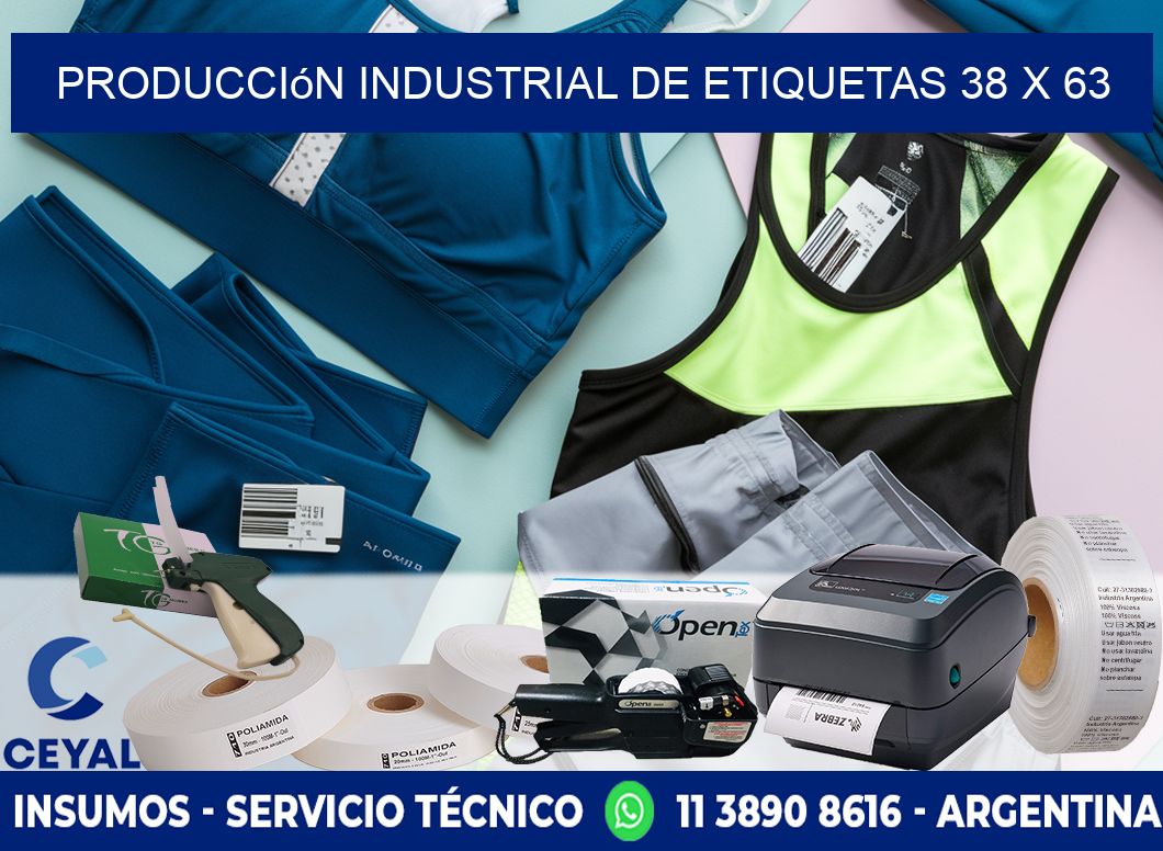 Producción industrial de etiquetas 38 x 63
