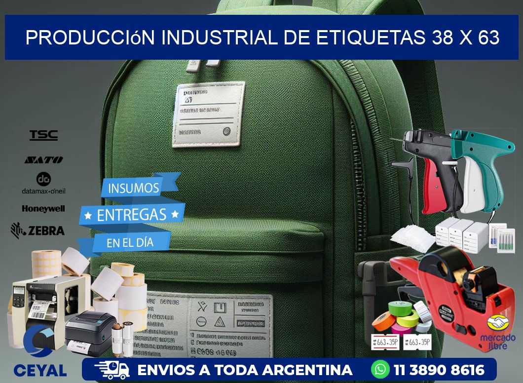 Producción industrial de etiquetas 38 x 63