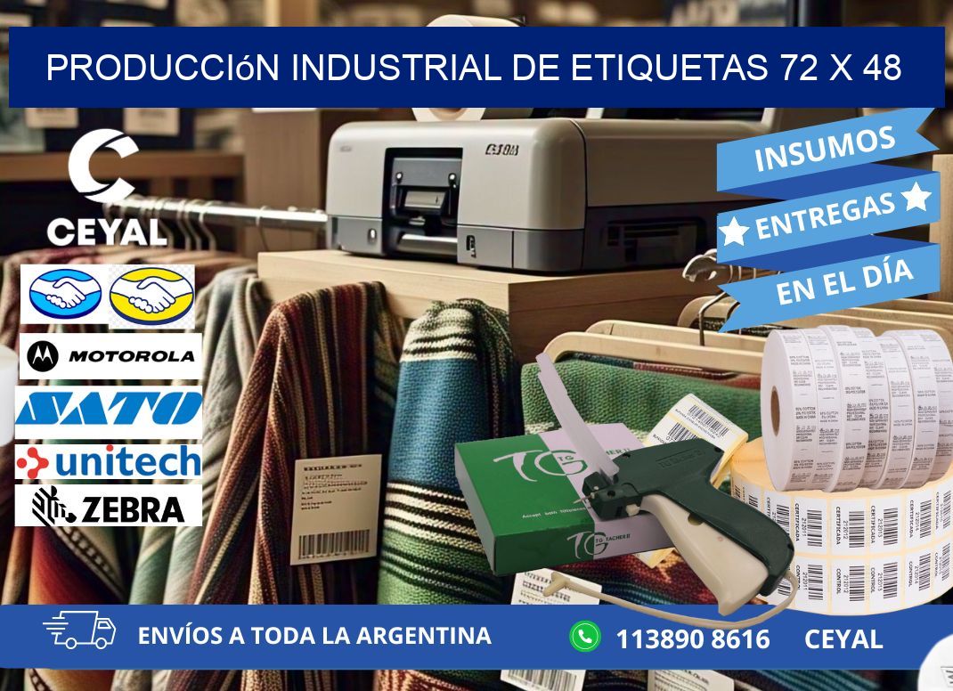 Producción industrial de etiquetas 72 x 48