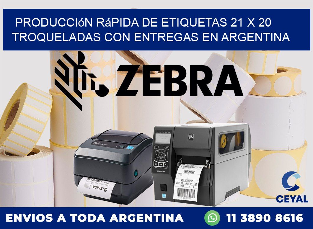 Producción rápida de etiquetas 21 x 20 troqueladas con entregas en Argentina