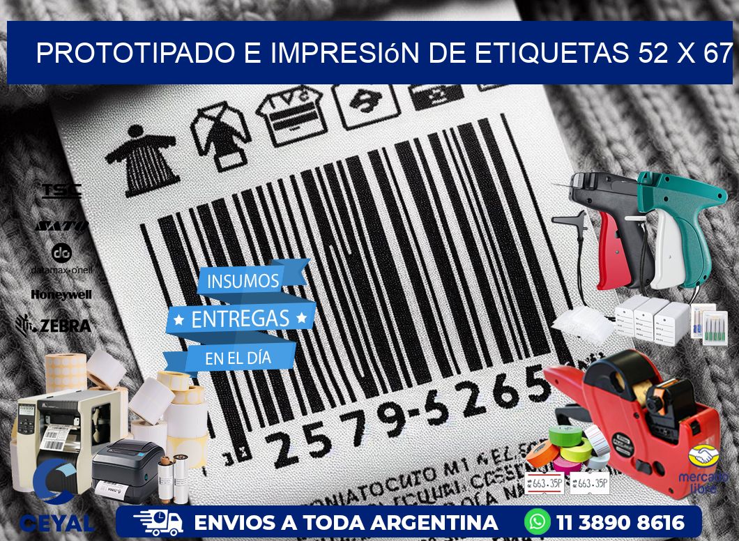 Prototipado e impresión de etiquetas 52 x 67