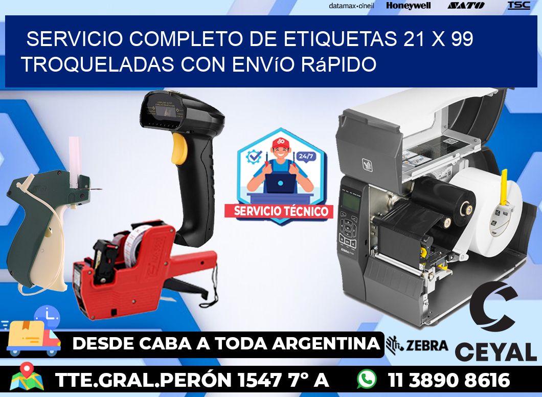 Servicio completo de etiquetas 21 x 99 troqueladas con envío rápido