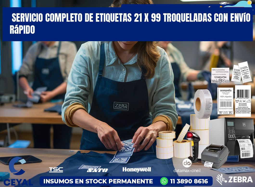 Servicio completo de etiquetas 21 x 99 troqueladas con envío rápido