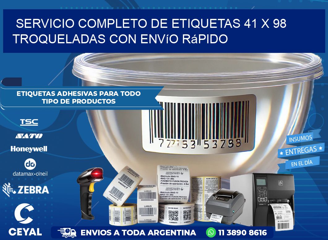 Servicio completo de etiquetas 41 x 98 troqueladas con envío rápido