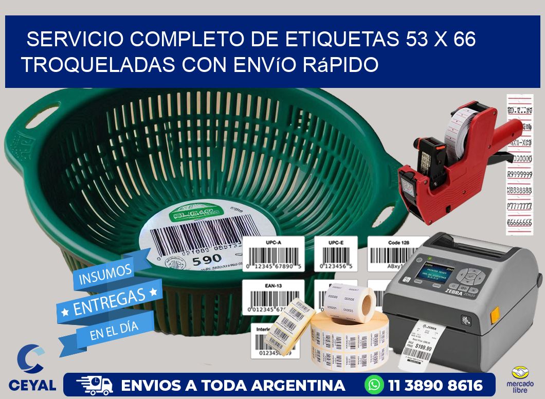 Servicio completo de etiquetas 53 x 66 troqueladas con envío rápido