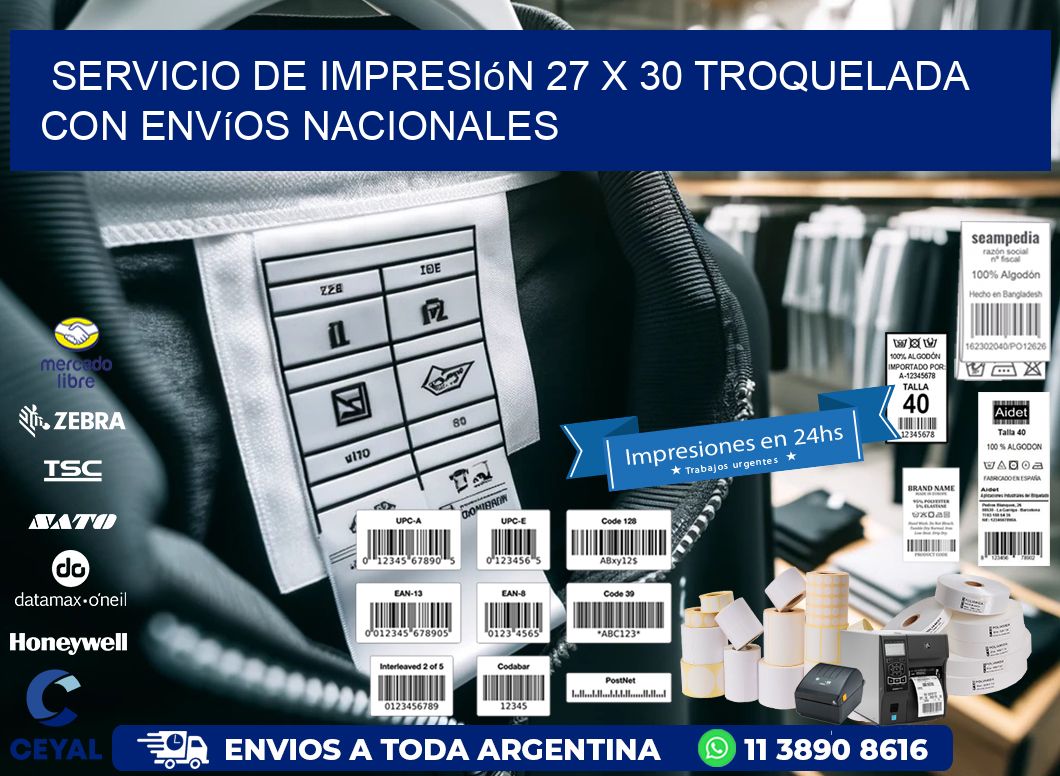 Servicio de impresión 27 x 30 troquelada con envíos nacionales