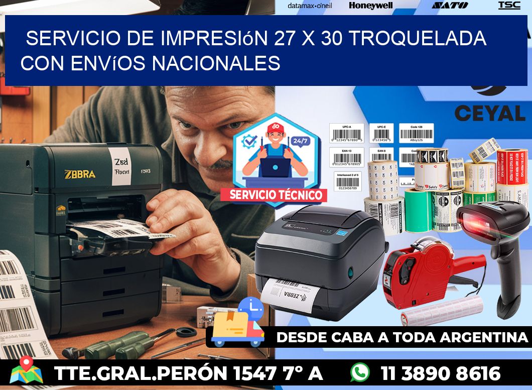 Servicio de impresión 27 x 30 troquelada con envíos nacionales