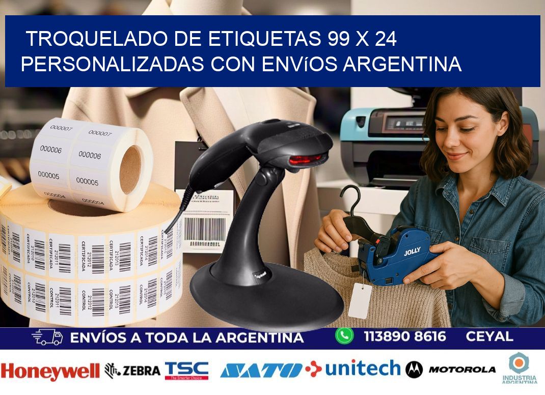 Troquelado de etiquetas 99 x 24 personalizadas con envíos Argentina
