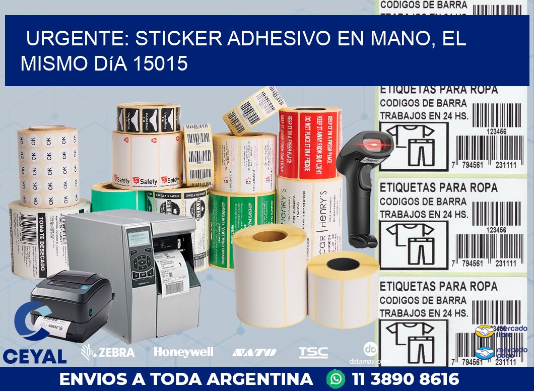 Urgente: Sticker adhesivo en Mano, el Mismo Día 15015