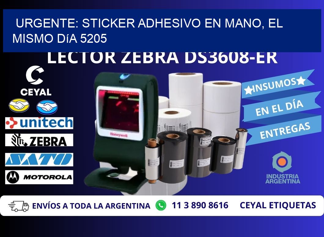 Urgente: Sticker adhesivo en Mano, el Mismo Día 5205