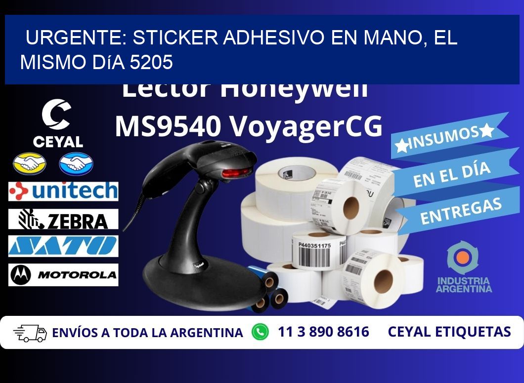 Urgente: Sticker adhesivo en Mano, el Mismo Día 5205