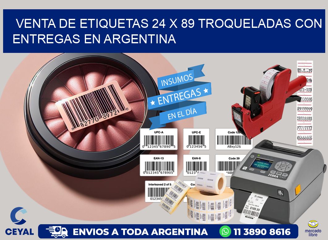 Venta de etiquetas 24 x 89 troqueladas con entregas en Argentina