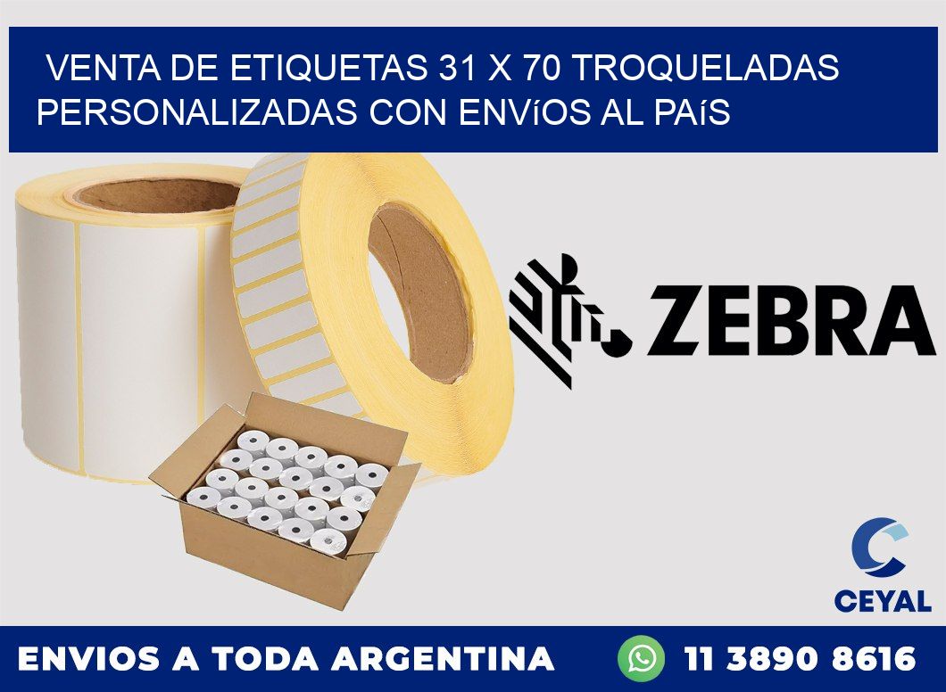 Venta de etiquetas 31 x 70 troqueladas personalizadas con envíos al país