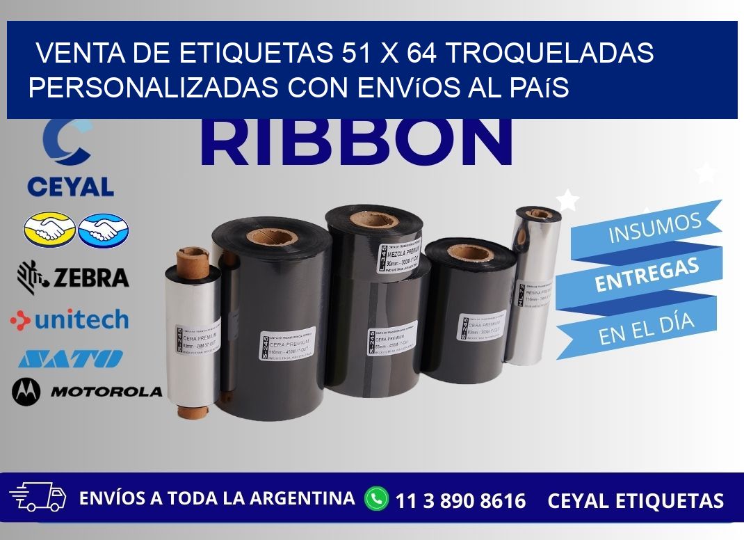 Venta de etiquetas 51 x 64 troqueladas personalizadas con envíos al país