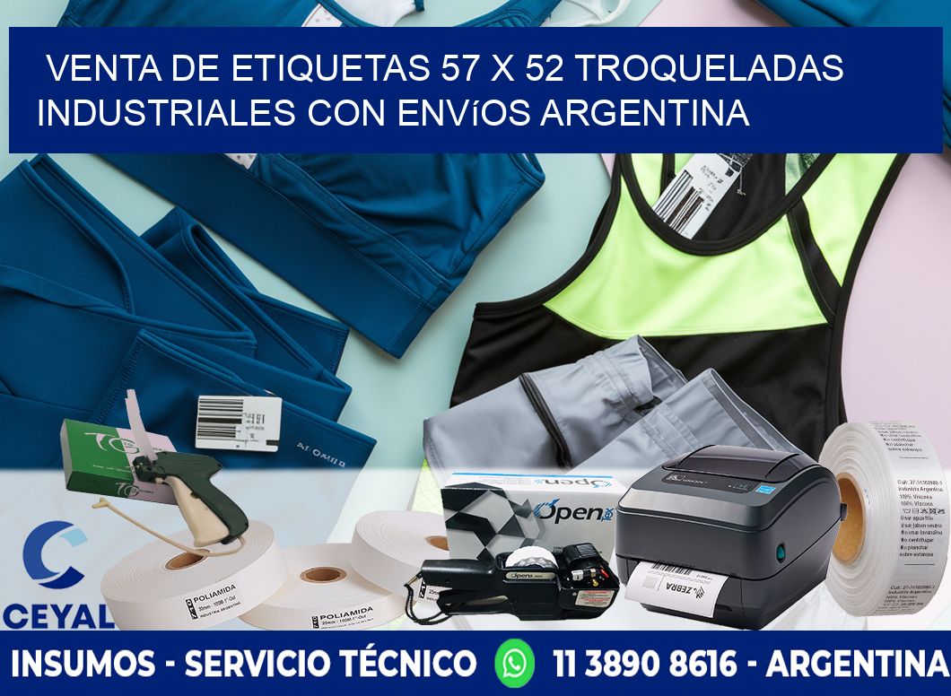 Venta de etiquetas 57 x 52 troqueladas industriales con envíos Argentina