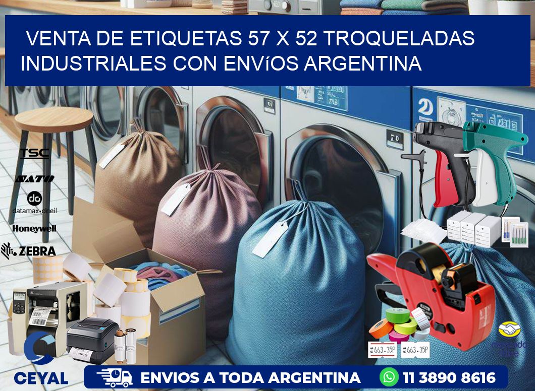 Venta de etiquetas 57 x 52 troqueladas industriales con envíos Argentina