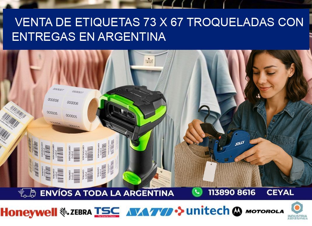 Venta de etiquetas 73 x 67 troqueladas con entregas en Argentina